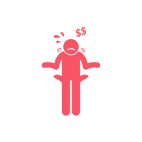stick figure person with pockets out showing no money graphic for seo mini kit